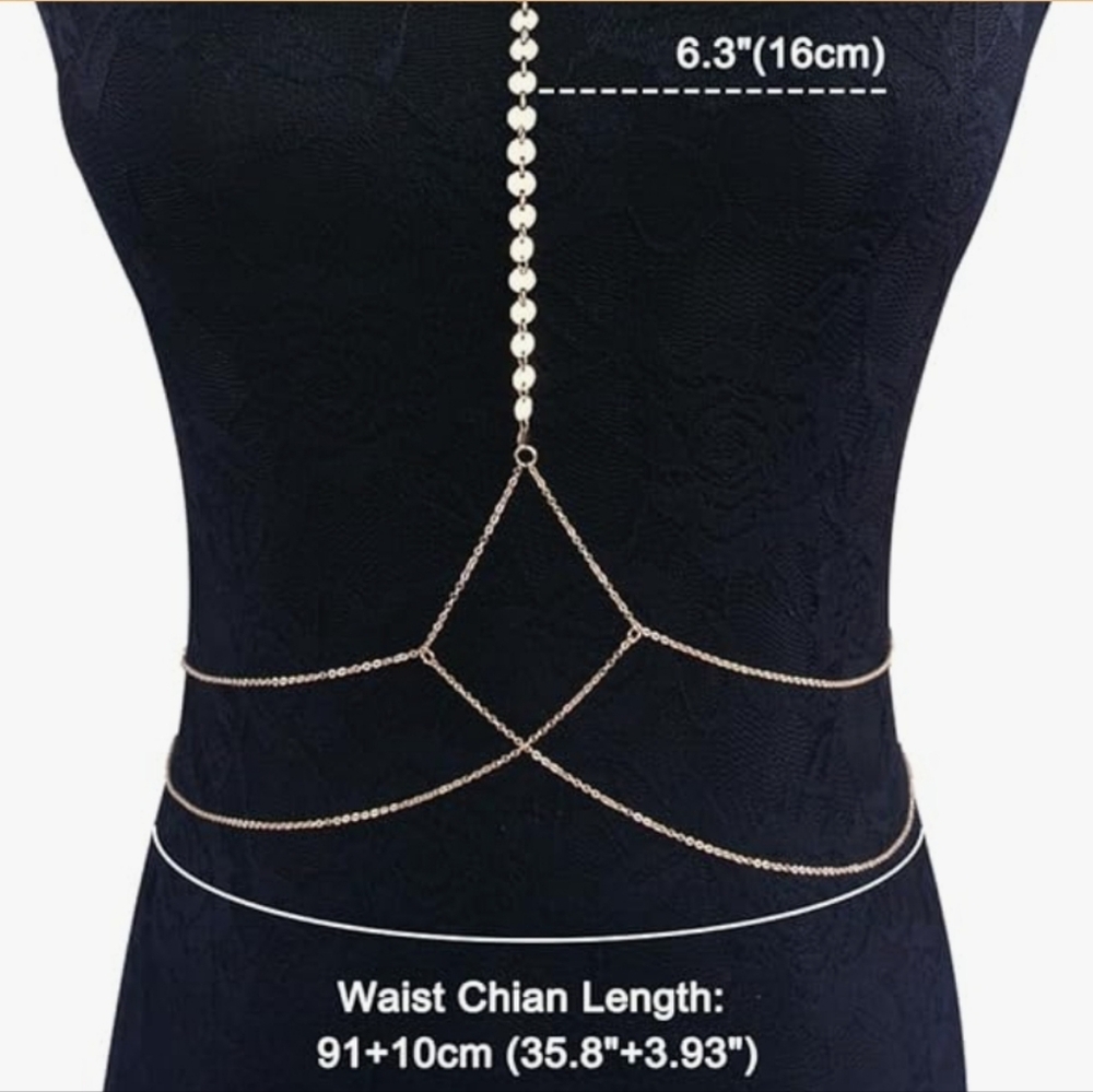 NWT Gold Body Chain. Adjustable!
